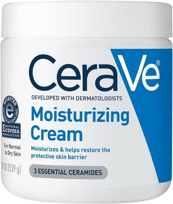 CeraVe Moisturizing Cream, Body and Face Moisturizer for Dry Skin, Body Cream with Hyaluronic Acid and Ceramides, Daily Moisturizer, Oil-Free, Fragrance Free, Non-Comedogenic, 19 Ounce - Image 8