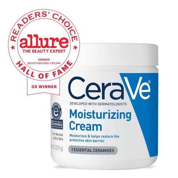 CeraVe Moisturizing Cream, Body and Face Moisturizer for Dry Skin, Body Cream with Hyaluronic Acid and Ceramides, Daily Moisturizer, Oil-Free, Fragrance Free, Non-Comedogenic, 19 Ounce - Image 6